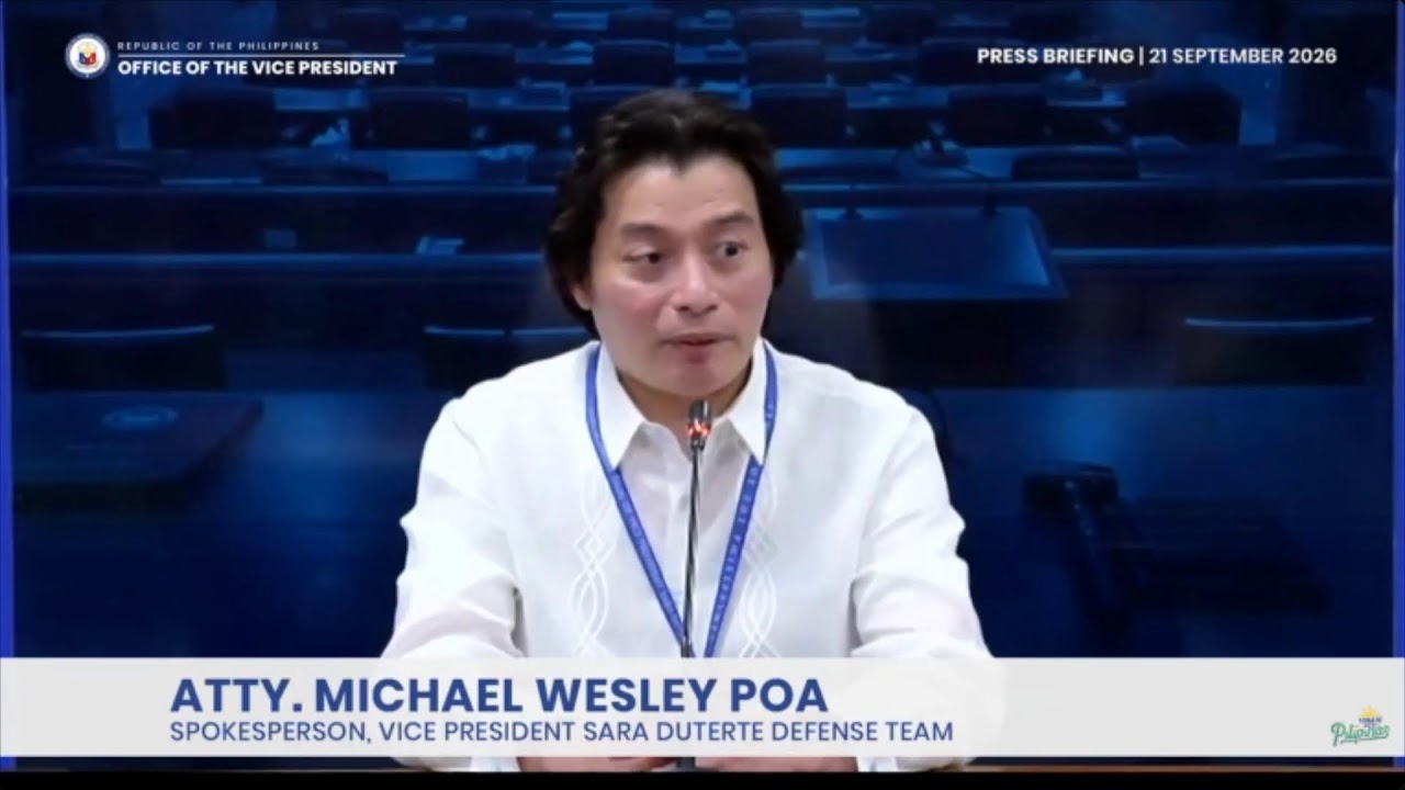 LIVE | VP Sara defense panel holds briefing after Day 27 of VP Sara impeachment trial (September 21)