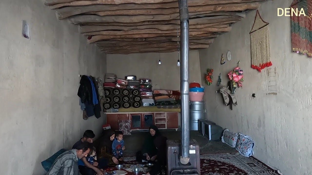 Cooking traditional Iranian food offal. Village life