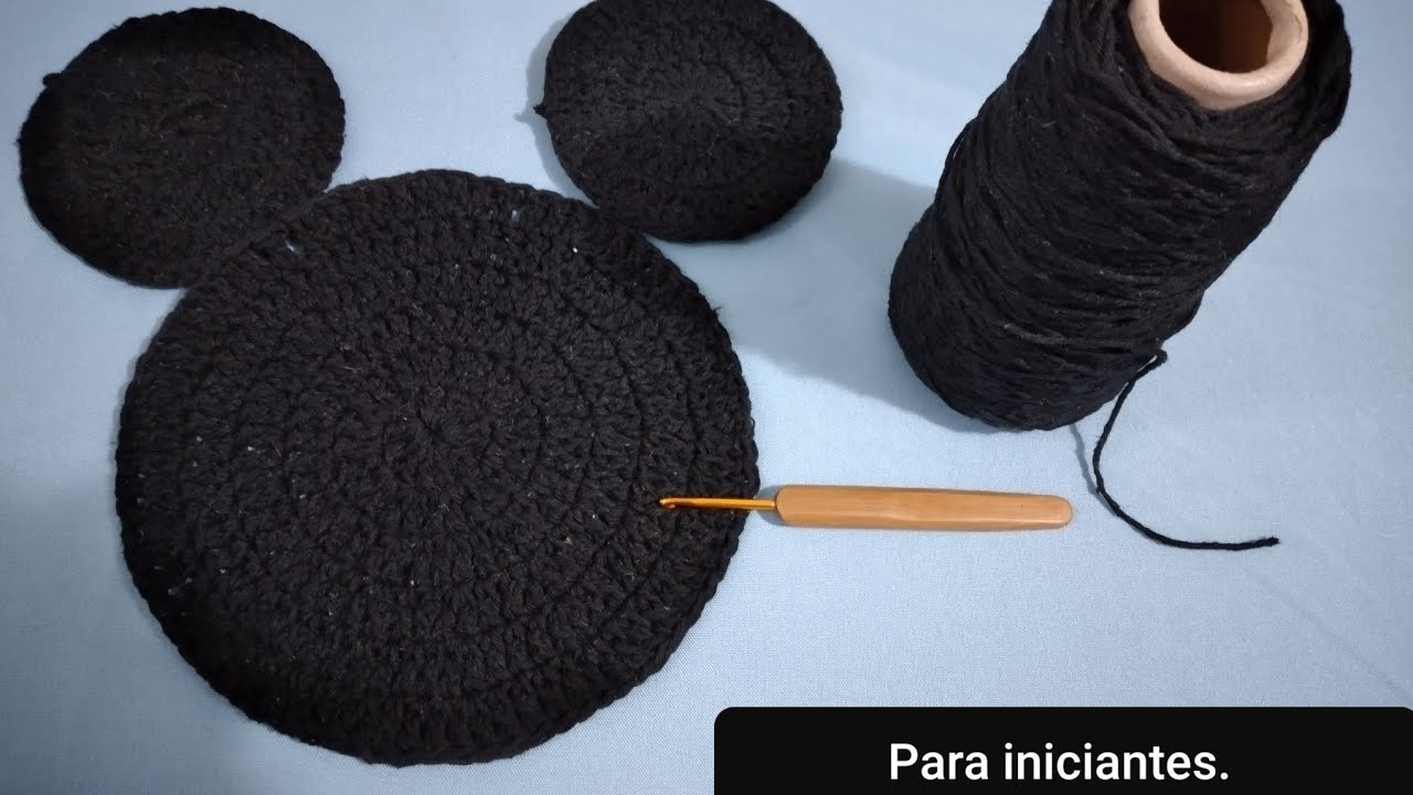 APLIQUE CABEÇA  DO MICKEY  EM CROCHÊ, PARA INICIANTES
