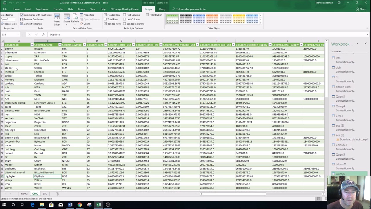 How to connect an Excel Spreadsheet to CoinMarketCap (bitcoin)