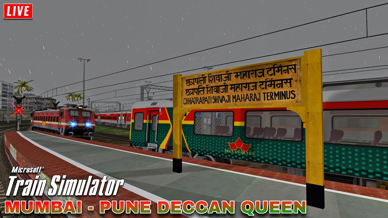 Monsoon, Traffic & Realistic Train Journey in 12123 Mumbai CSMT - Pune Deccan Queen | MSTS LIVE