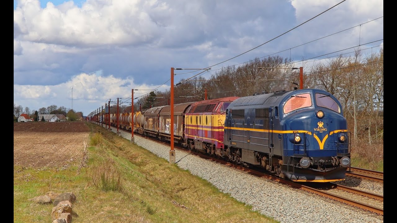 Godstog i Danmark - Viking Rail med cementtog, Rangering i Vamdrup, Skinnetog m.m.
