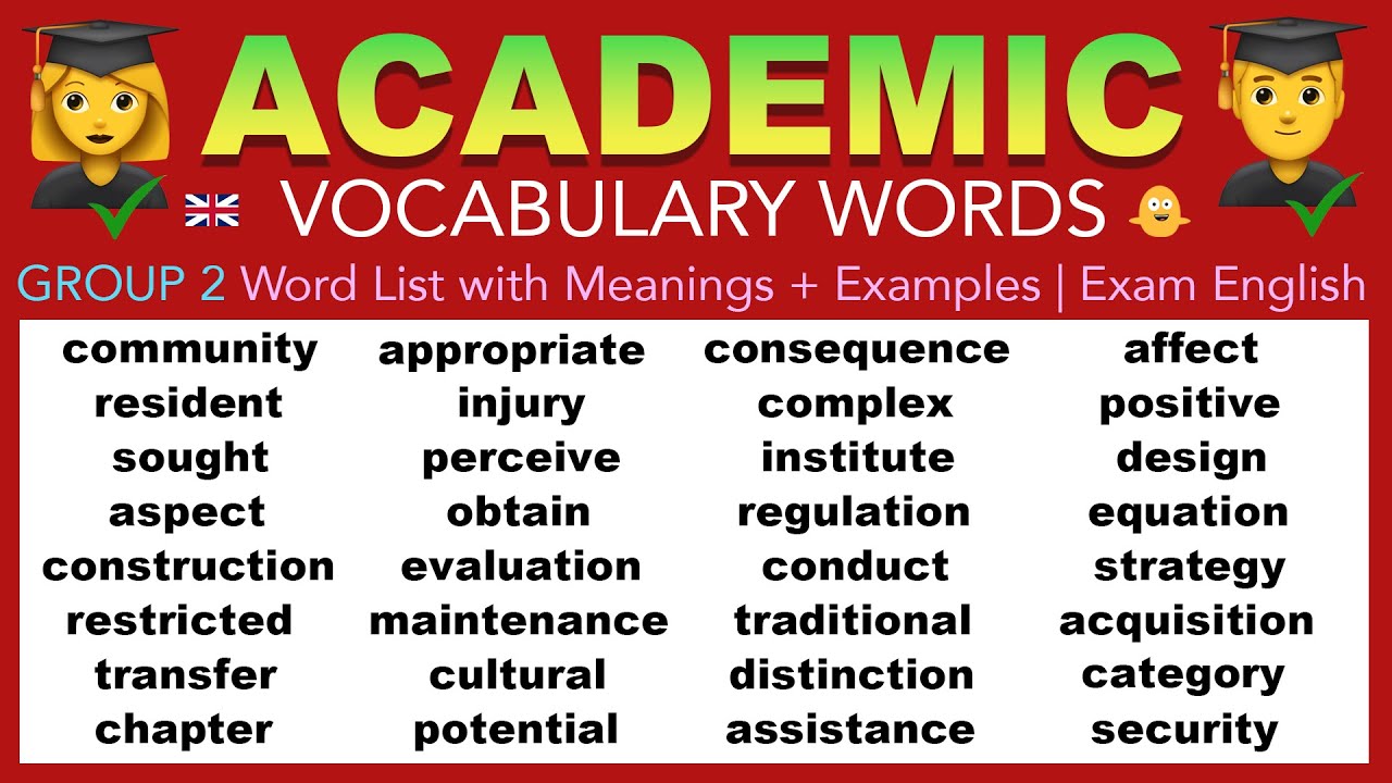 Learn ACADEMIC English Vocabulary Words - GROUP 2 Word List with Meanings + Examples | Exam English