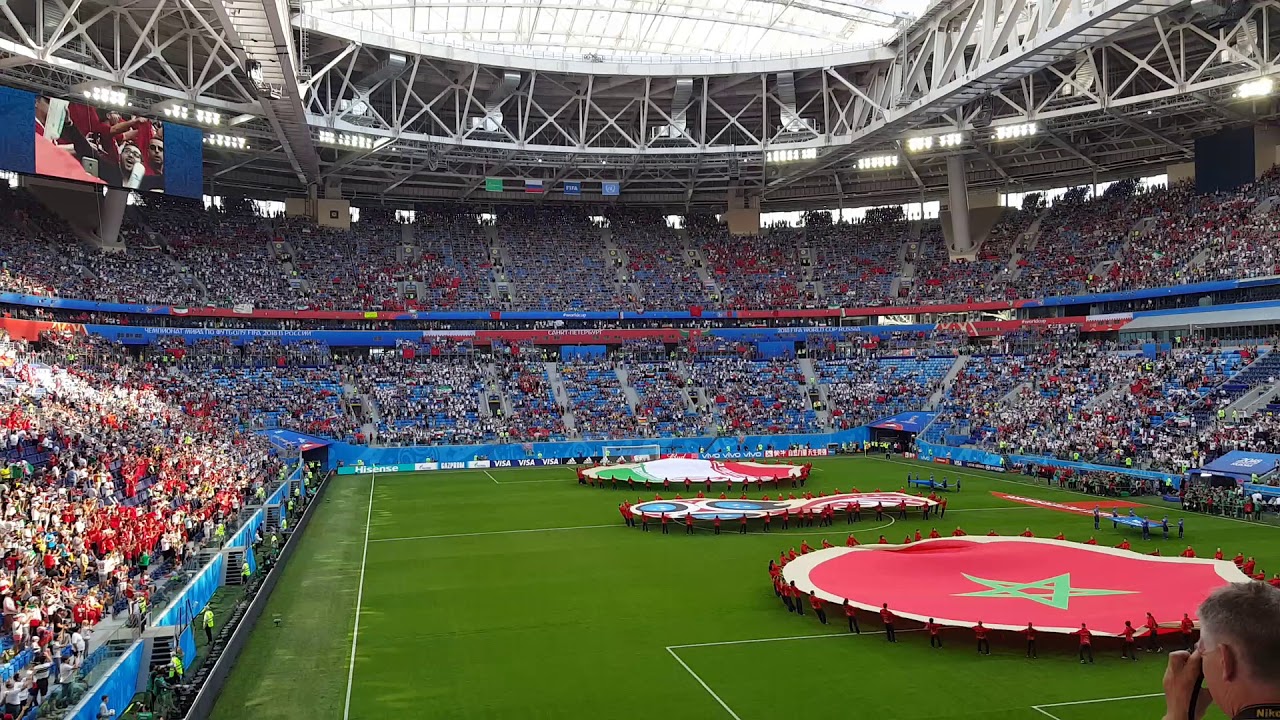 Morocco - Iran: national flags presentation FIFA World Cup 2018 ایران  مراکش
