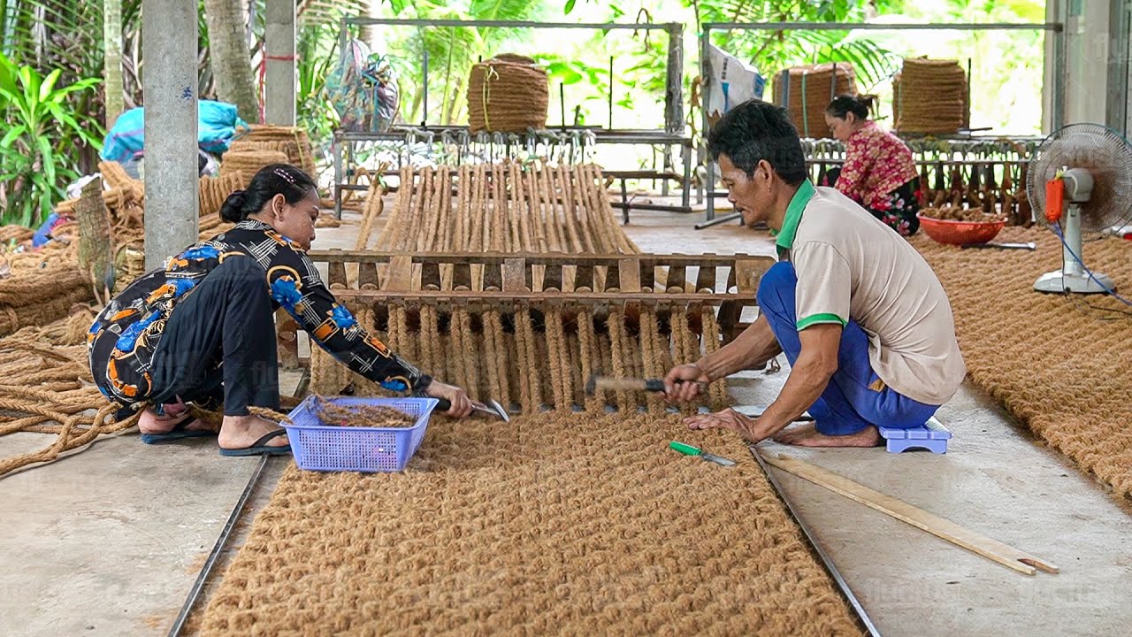 How This Traditional Factory Still Produces Giant Mats from Coconut - Inside Factory