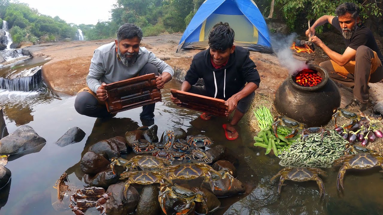गरम दगडातली खेकडा पोपटी,पोपटी बनवण्याची  एक आगळी वेगळी पद्धत आणि खेकडे पकडण्याची एक आगळी वेगळी पद्धत