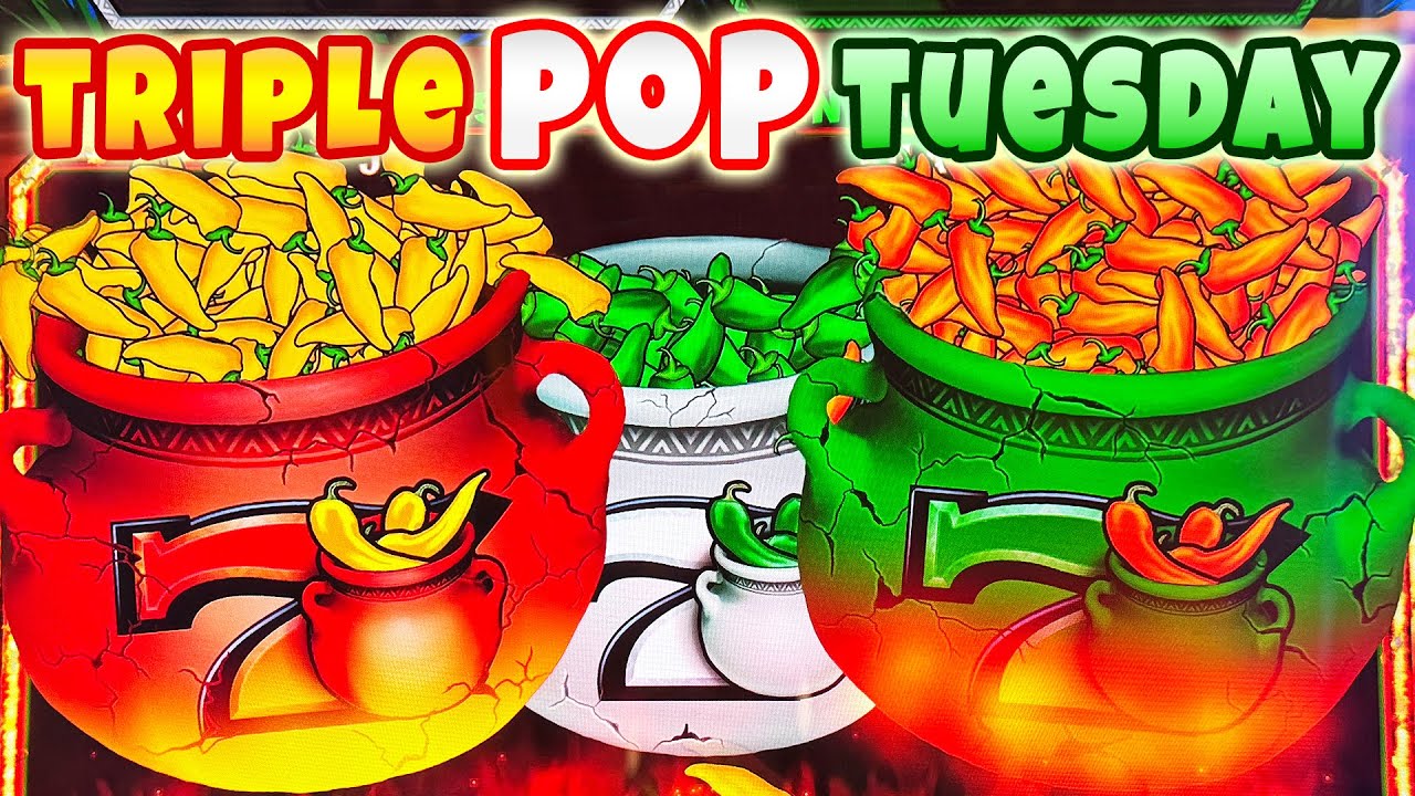 First Spin, Max Bet Bonus in NEW Double Chili Mania Extremo Slot for Triple Pop Tuesday!