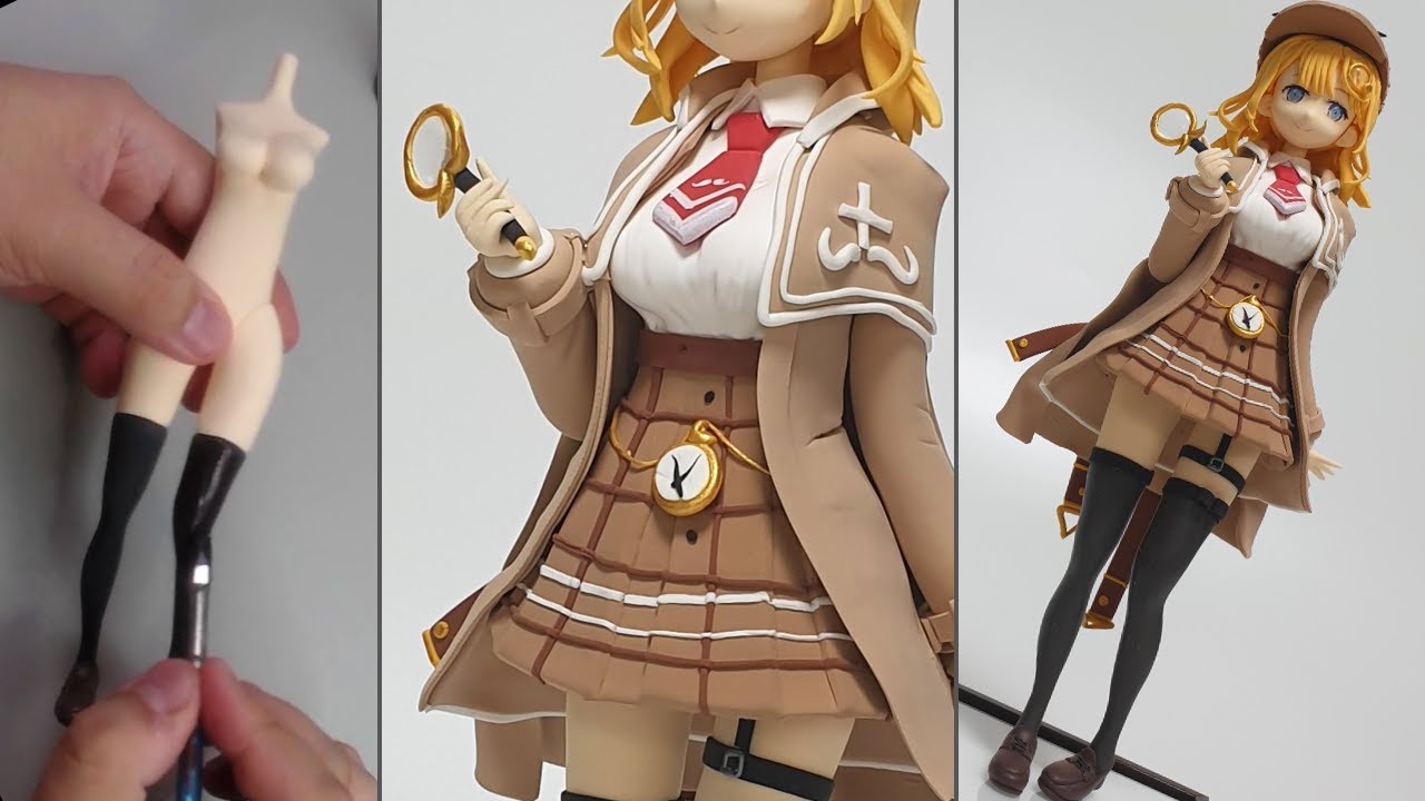 Делаем Амелия Уотсон(Amelia Watson), 【Hololive EN】 VTuber - глиняная фигурка аниме