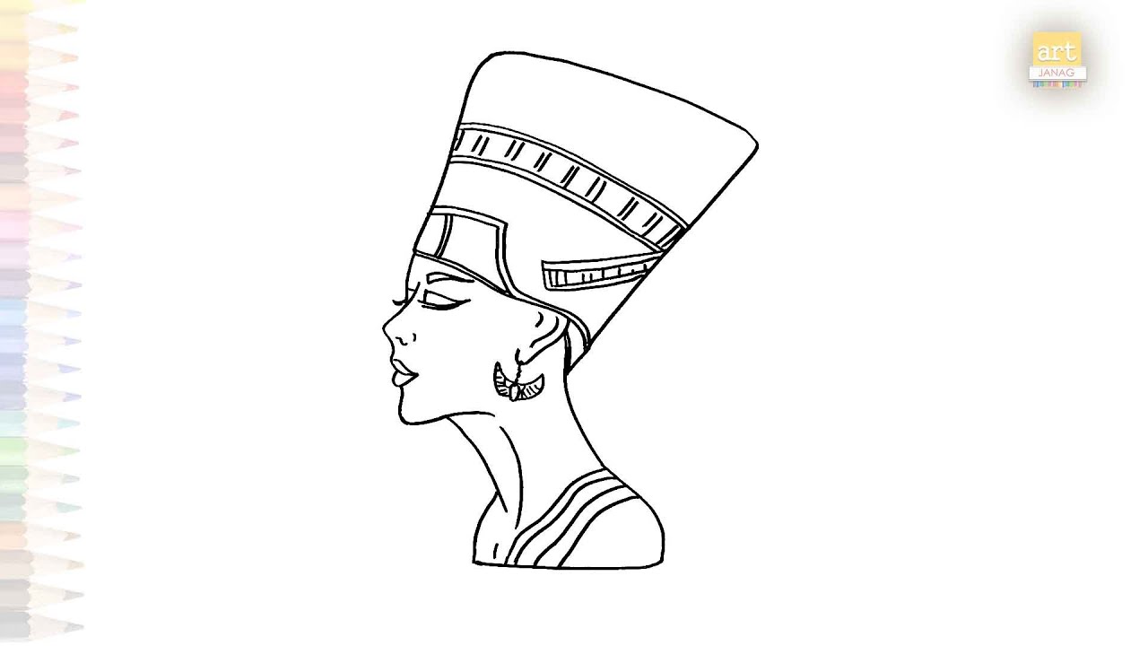 Nefertiti Bust drawing easy | Art tutorial | How to draw Nefertiti Bust step by step | 