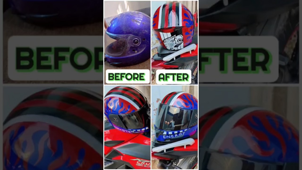 Custom Helmet Restoration, Painting an old helmet  #shorts#viral#oilpainting #reels #diy