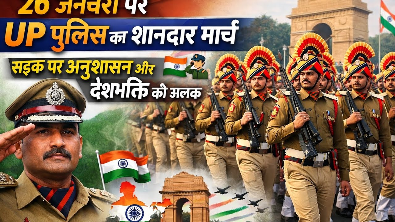 26 जनवरी पर UP पुलिस का शानदार मार्च | सड़क पर अनुशासन और देशभक्ति की झलक 🇮🇳