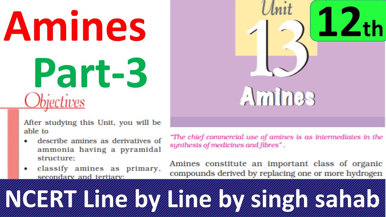12th NCERT Chemistry Amines part-3| class 12 organic chapter 13  | IIT JEE Mains NEET (Hindi)