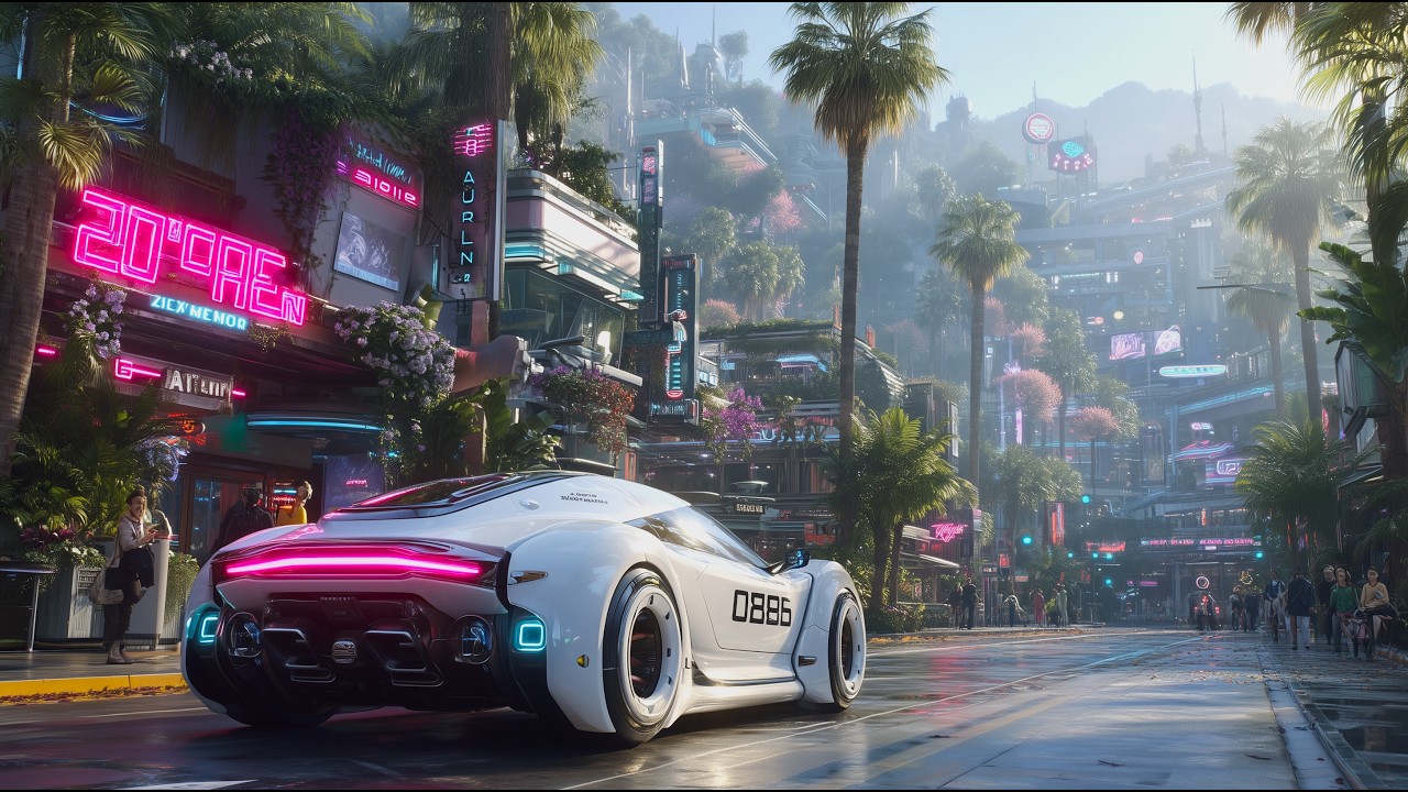 Future City 2090 - Retro &rsquo;50s: Beautiful Sunset | Sci-fi AI Short Film (4K)
