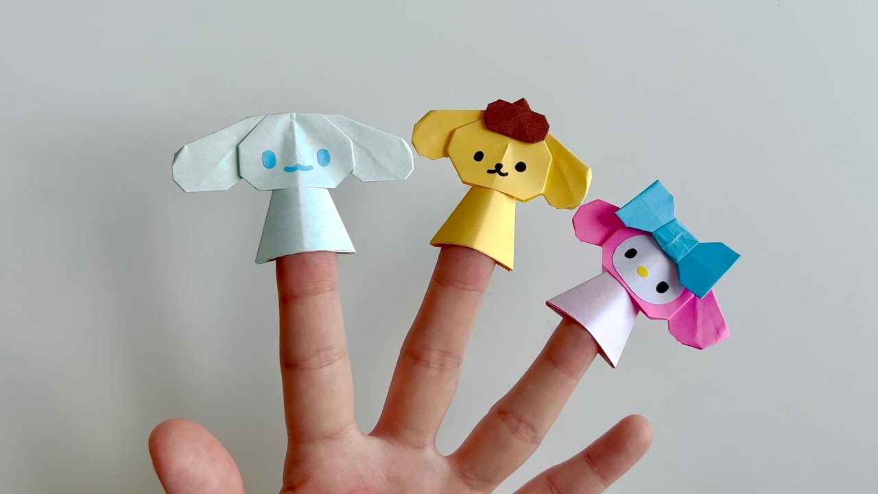 산리오 시나모롤 폼폼푸린 마이멜로디 손가락인형 종이접기💛 귀여운 색종이접기