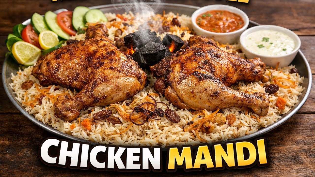 Restaurant Style Chicken Mandi Recipe | Easy at Home Smoky Chicken Mandi at Home | No Oven Needed