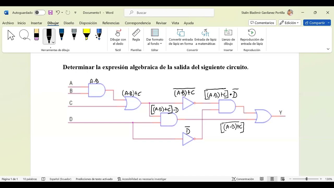 Determinar la expresion algebraica del circuito