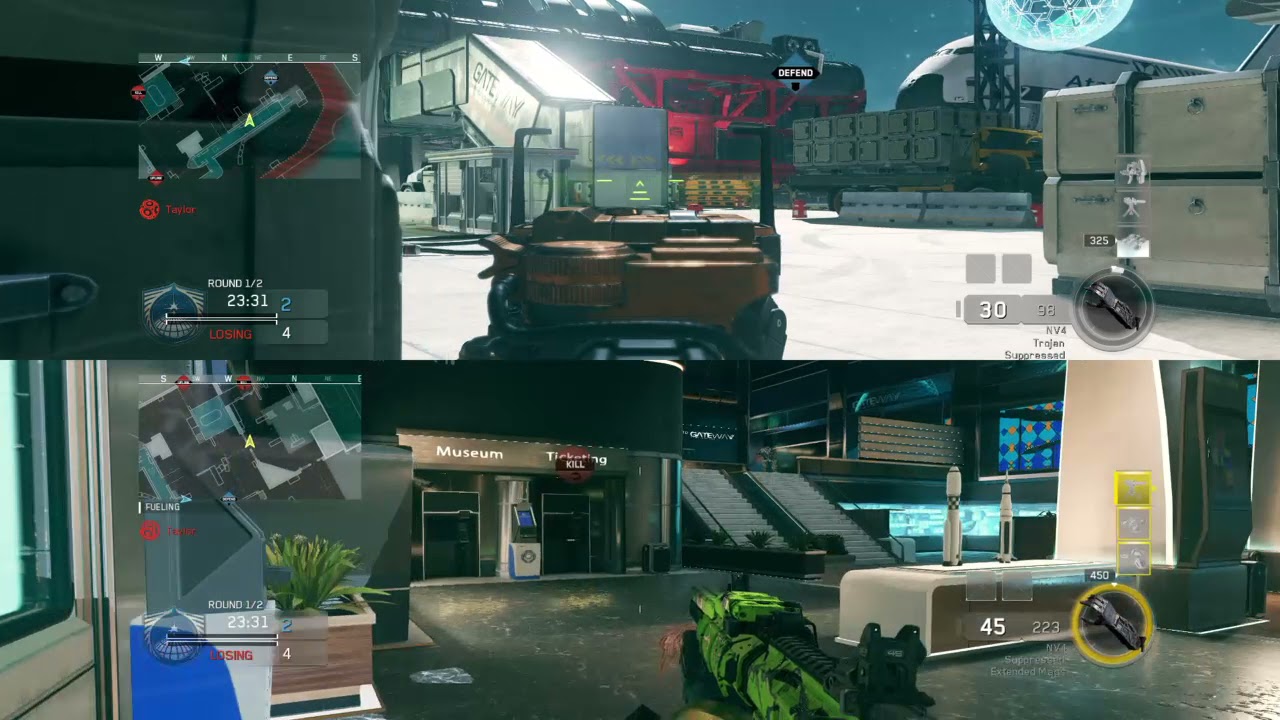 Playing Call of Duty Infinite Warfare uplink 2v6 (on Ps4 split screen)