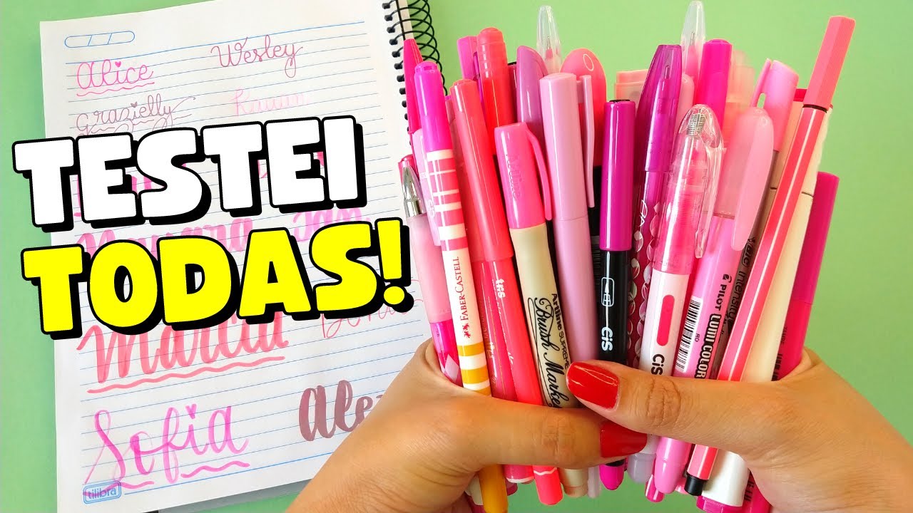 Testando TODAS as Minhas Canetas ROSA!