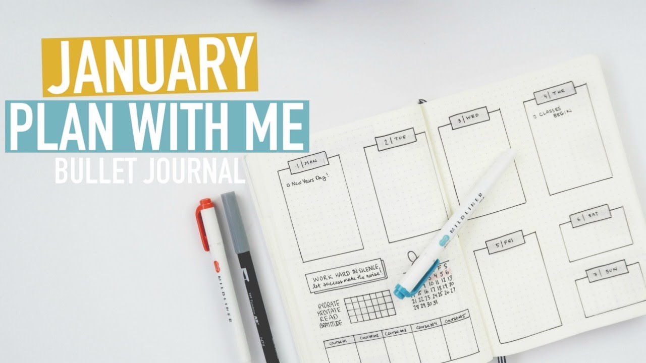 Bullet Journal PLAN WITH ME January 2018 | Student Spreads + Spending Tracker & More!