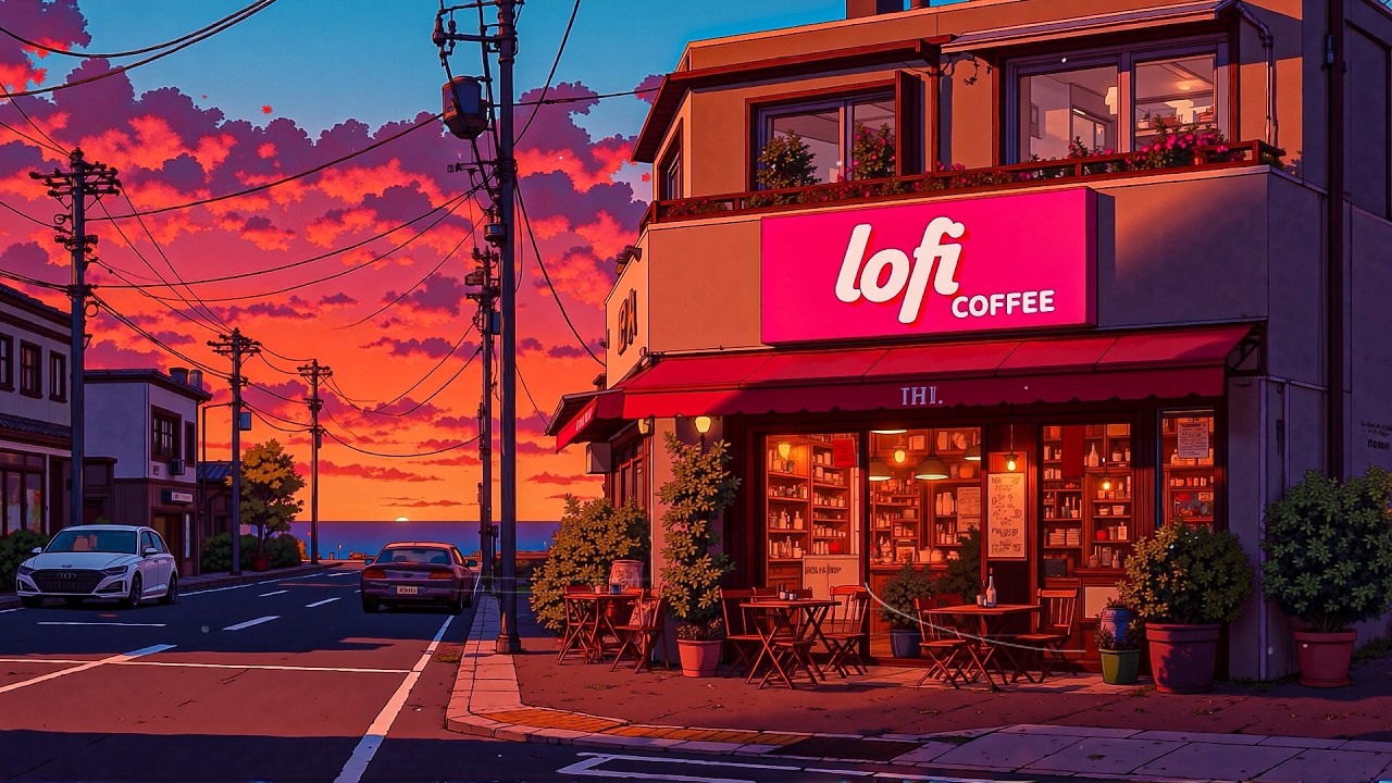 Coffee by the Sunset Road 👒 Lofi Cafe for Study & Work ☕ Relaxing Beats for Quiet Evening Minds.