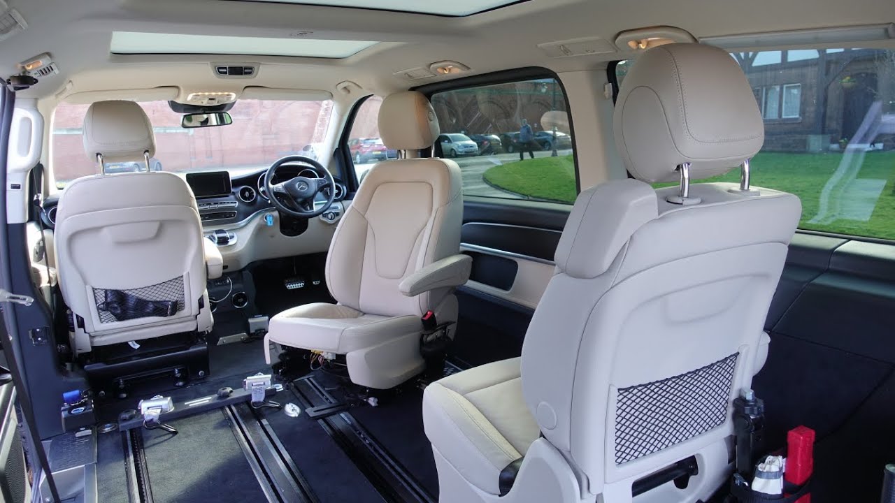 360° FRONT wheelchair view in NEW MB V-Class UpFront demo drive in Lewis Reed's conversion