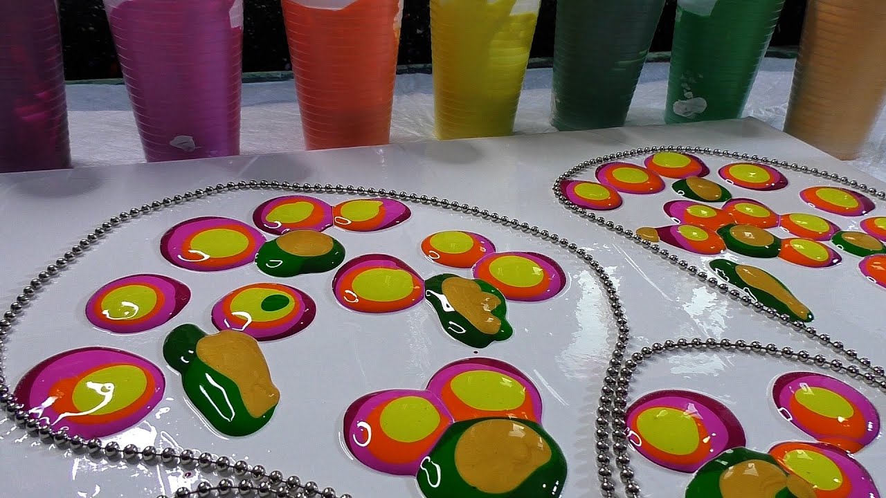 Chain Pulling Fluid Art with Acrylics - 3D Flower Flow Art / Pour Painting / Acrylic Pouring !