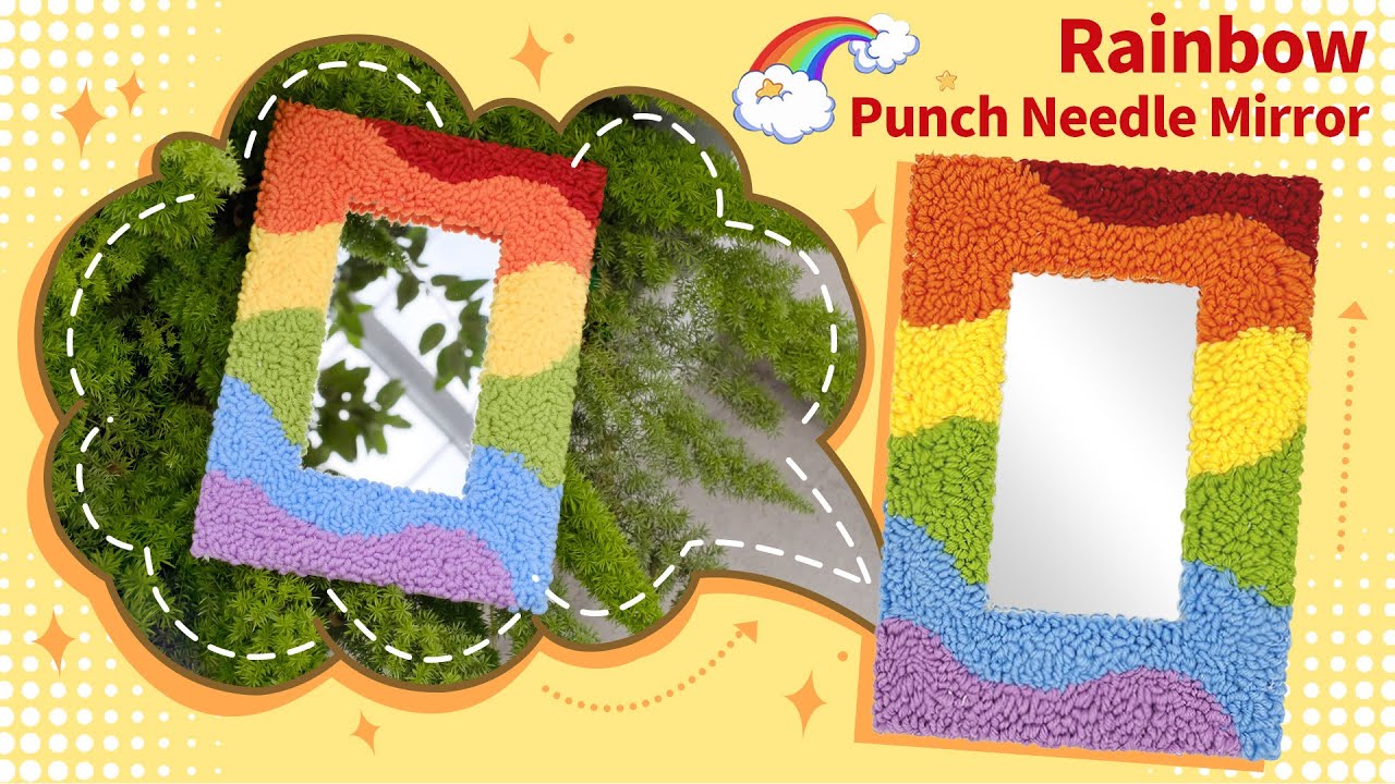Rainbow Punch Needle Mirror