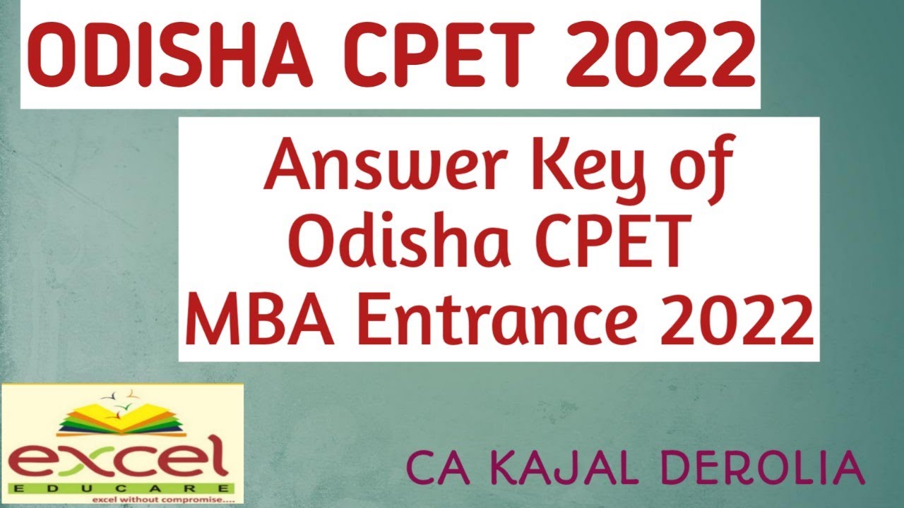 Odisha CPET MBA Entrance Answer Key 2022 | MBA Entrance Exam 2022 | Answer Key |