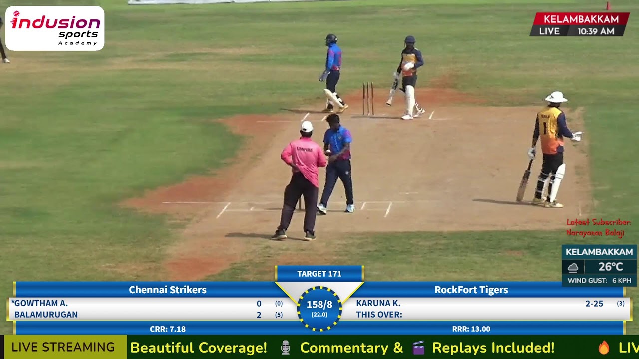 Chennai Strikers vs RockFort Tigers | Indusion T23 Sunday Tournament 2025 | League Clash LIVE
