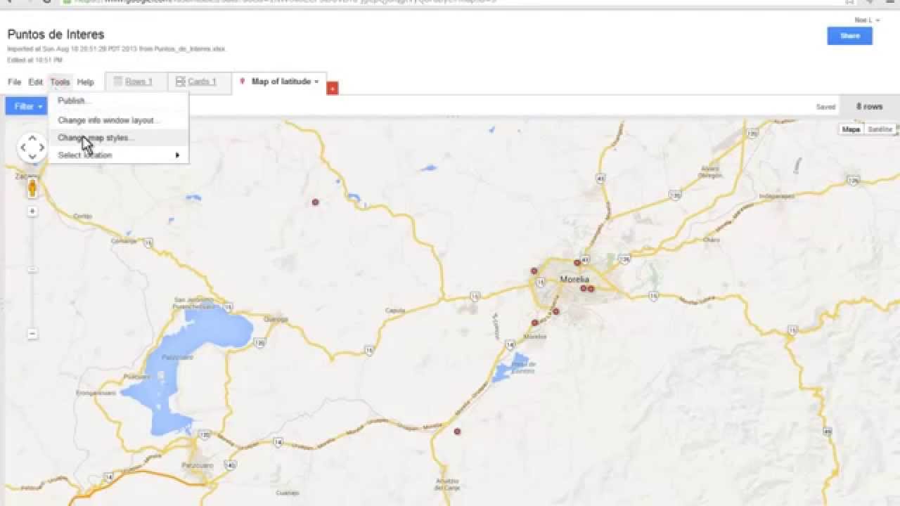 Importar puntos georreferidos de excel a google maps