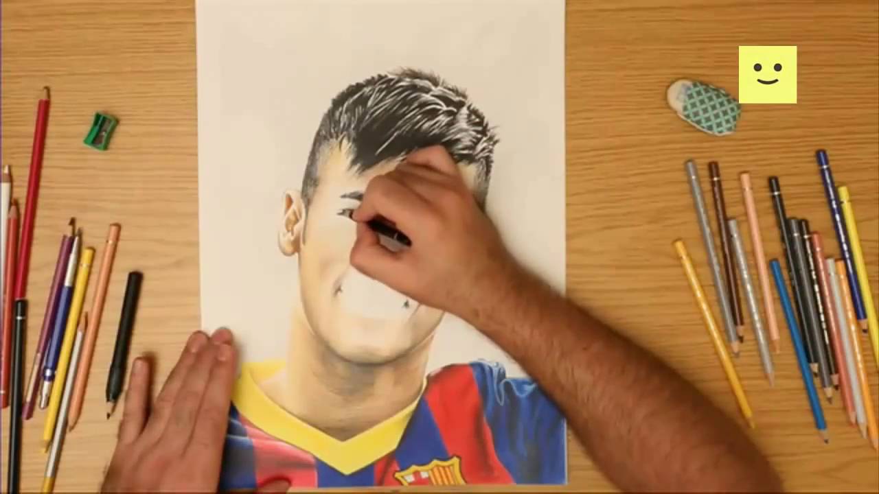 Drawing Barcelona player Neymar da Silva