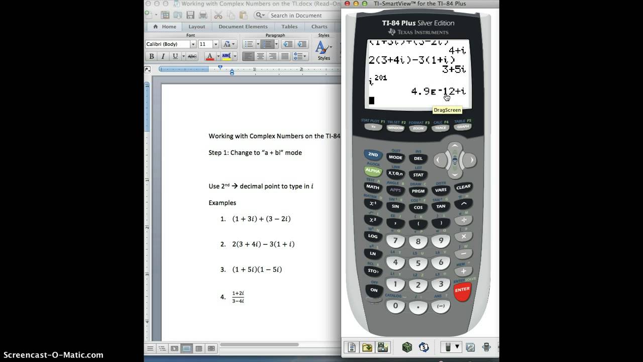 TI-84 Tutorial: Working with Complex Numbers