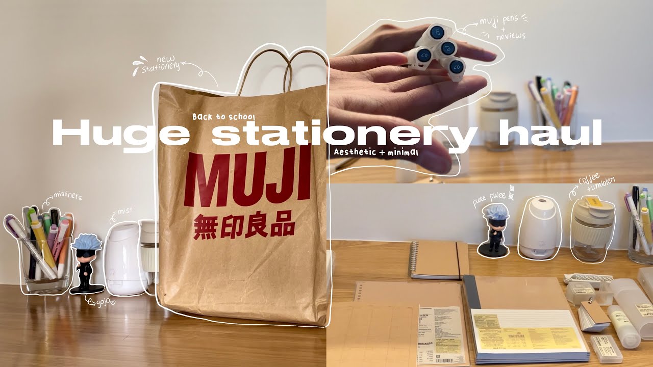 A huge back to school stationery haul | muji , aesthetic and cute + binder set up🍓☁️