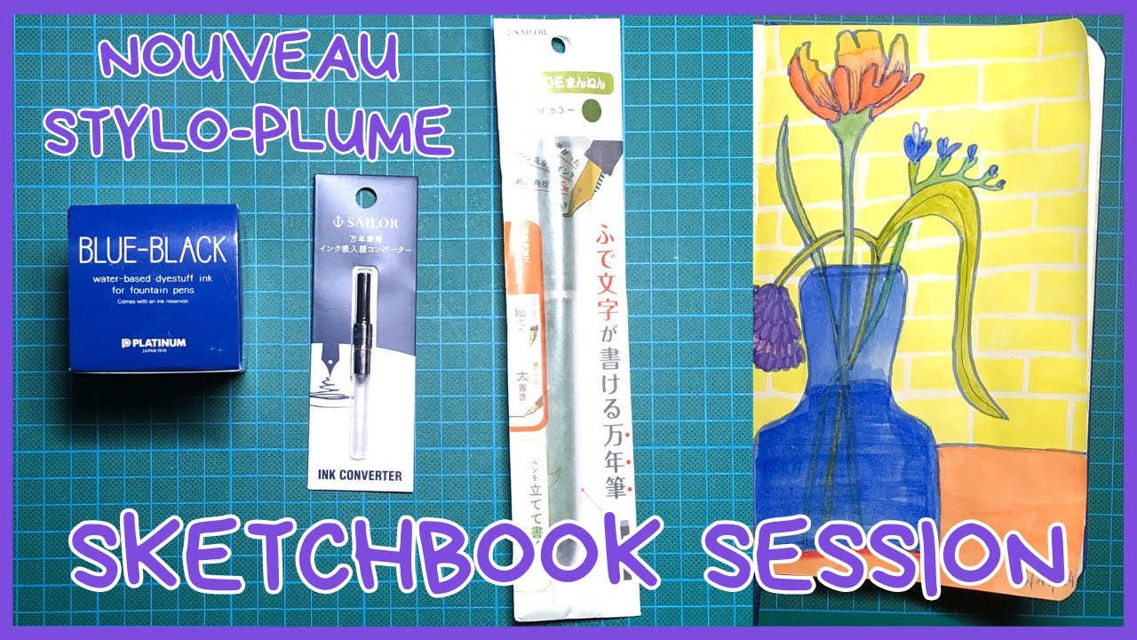 Je teste mon stylo-plume Sailor, mon pinceau Symbiose et ma gomme de crêpe