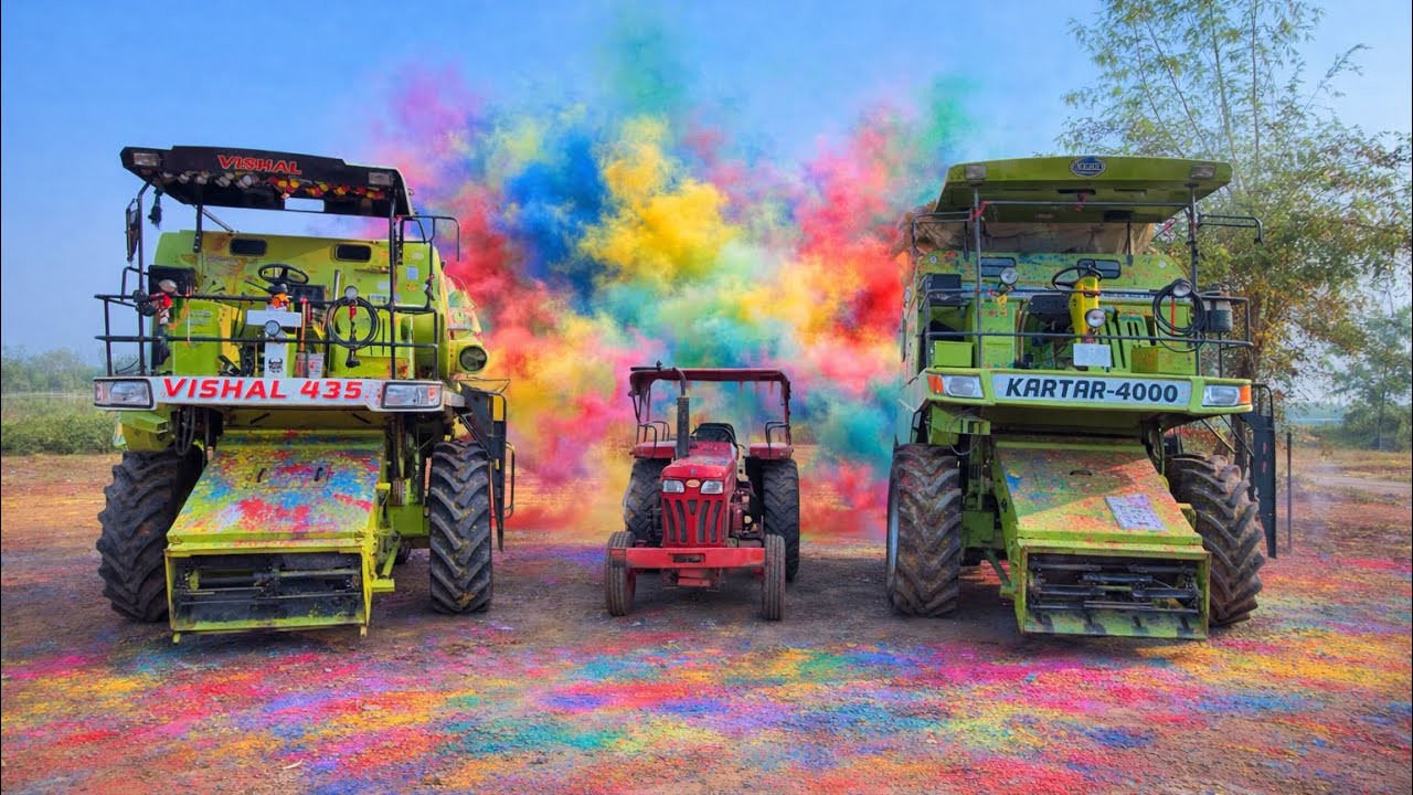 Pre Holi Celebration 🥳 New Kartar 4000 Combine Harvster And Vishal 435 Harvester Ready For Cutting 