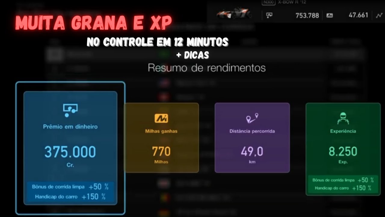 Gran Turismo Sport (PS4) - Como ganhar 375 mil e XP muito fácil no controle em 12 minutos.