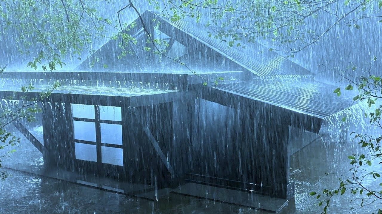 Sleep Peacefully in the Pouring Rain & Thunder Roaring on Rickety Tin Roof in Rainforest at Night