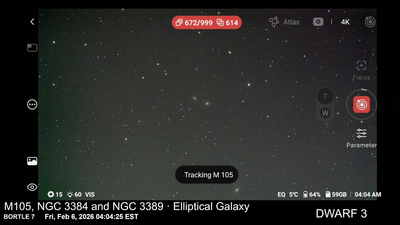 M105, NGC 3384 and NGC 3389 · Elliptical Galaxy - Feb 6 2026 - Dwarf3