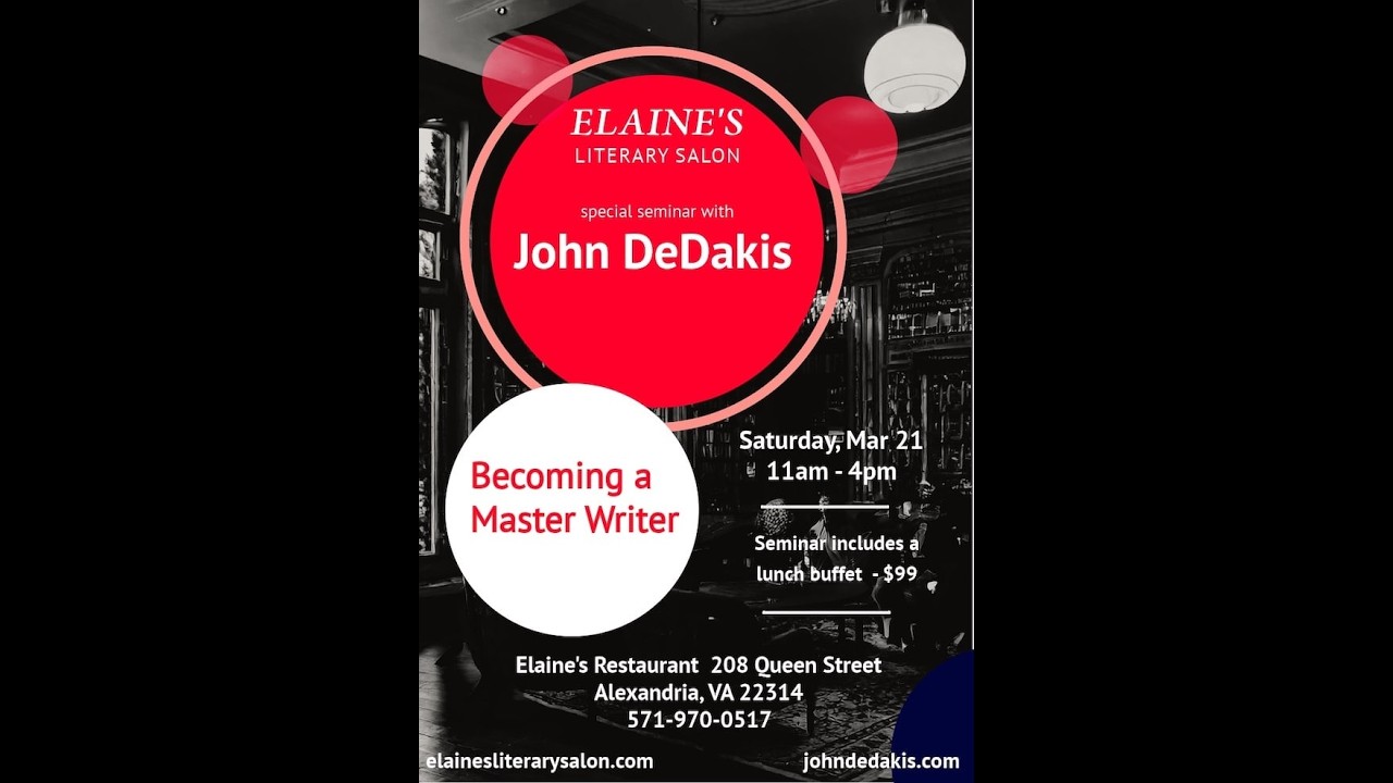 March 21: Sign up for Elaine's Literary Salon Workshop, 