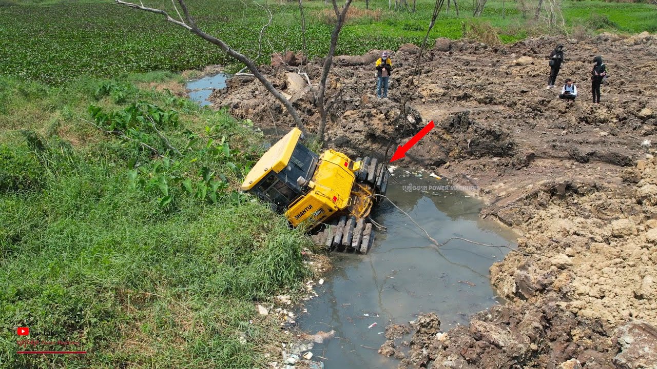 Incredible Dozer Fail In Water And Technical Skill Help Successful Out In Water By Heavy Crane Dozer