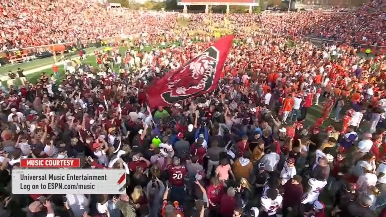 South Carolina fans storm the field on the road after upsetting #8 Clemson
