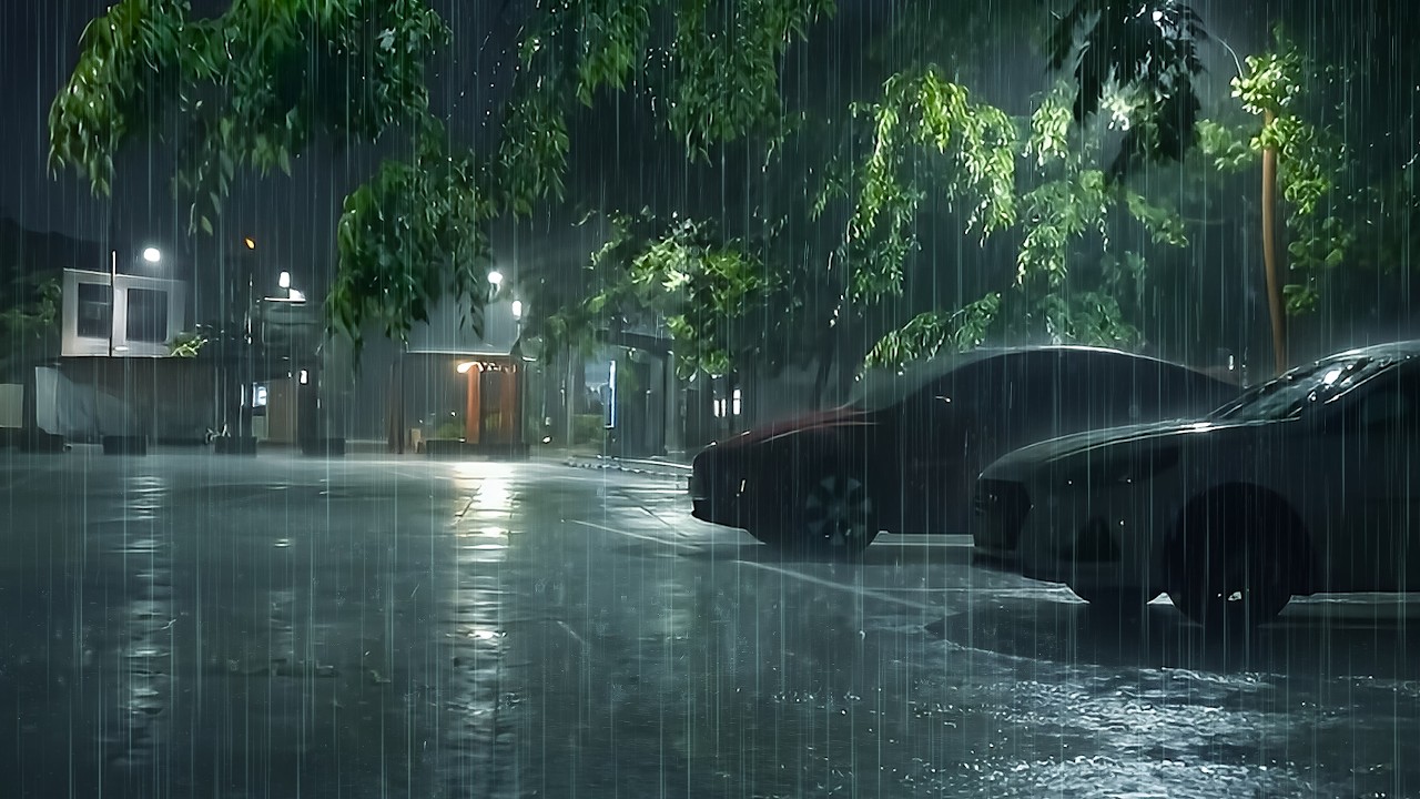 Perfect Rain Sounds to Help You Sleep All Night | ASMR Heavy Rain & Gentle Thunder at Night Road