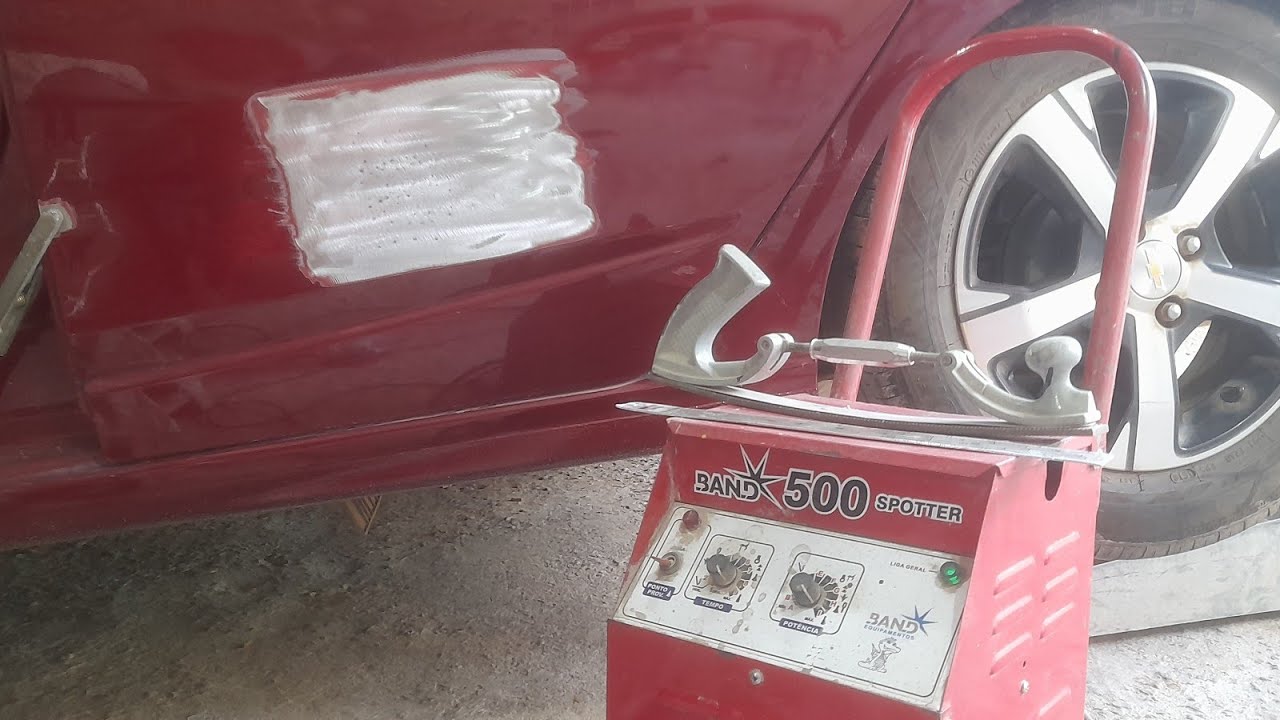 Como encolher a lataria estufada com a Spoter Band 500, funilaria básica aquecendo a chapa.