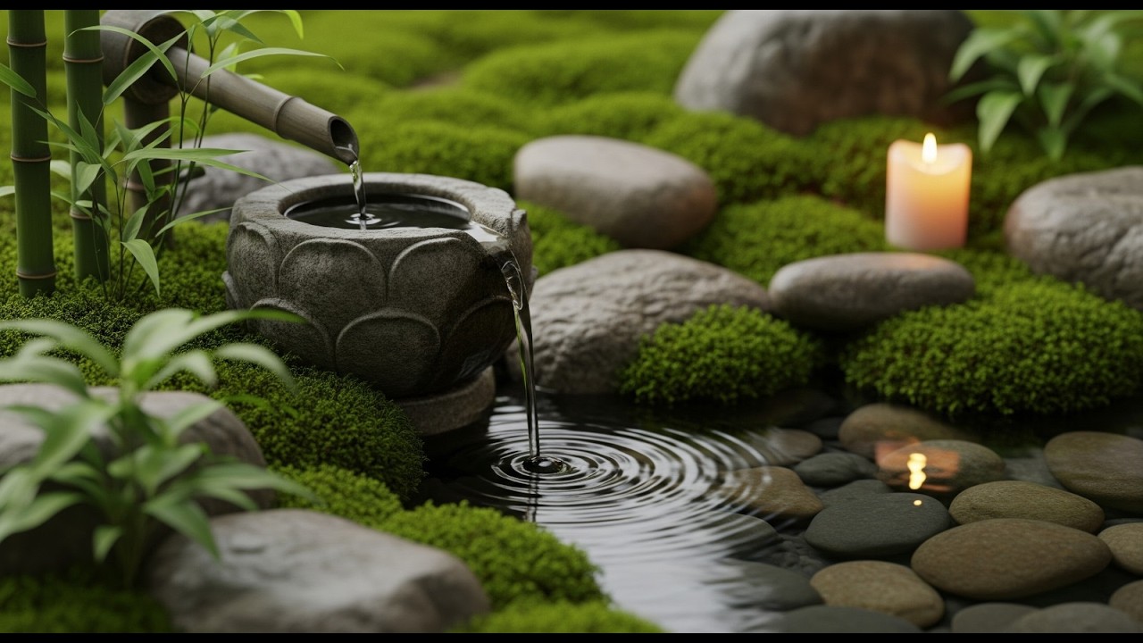 Soothing Water Sounds in Japanese Garden 🌿 Healing Piano Music for Inner Peace and Relieves Anxiety