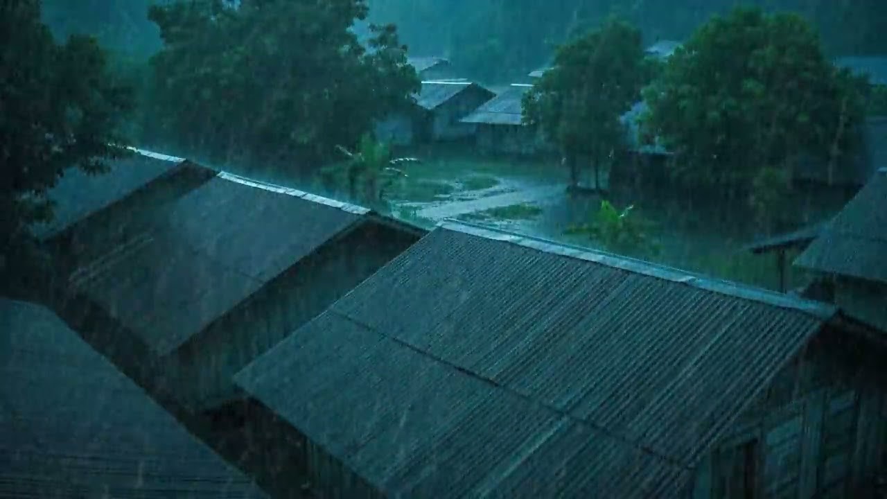 No Ads Rain Sounds for Sleeping – Heavy Rain on the Tin Roof ASMR to Silence Overthinking
