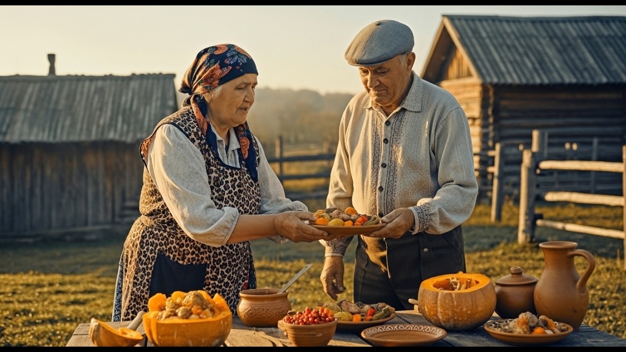 14/2 Inside the Misty Valley: Elderly Couple Cooks Chicken in a Pumpkin Underground (Full Process)
