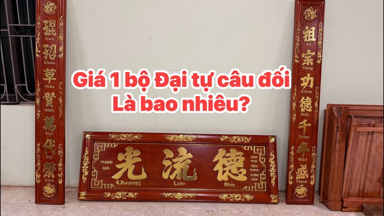 Đại tự câu đối gỗ hương đá. Lh. 0818386222 