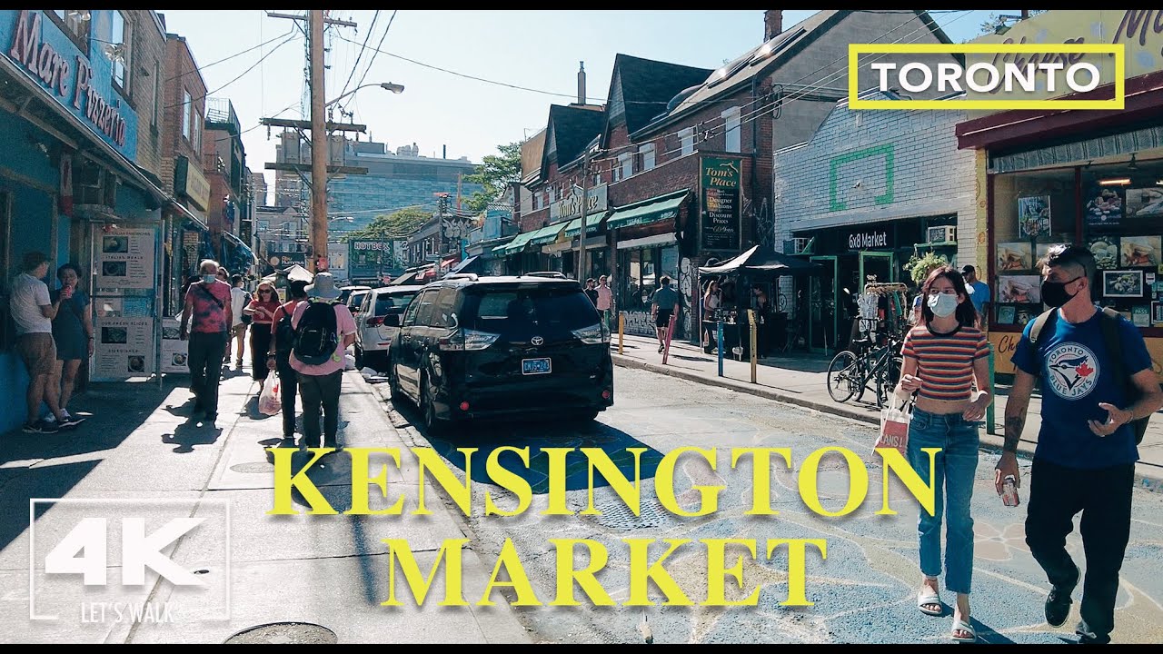 Toronto Kensington Market Walk2021 | 4K Virtual Travel Walking Tour | Downtown Video with City Sound