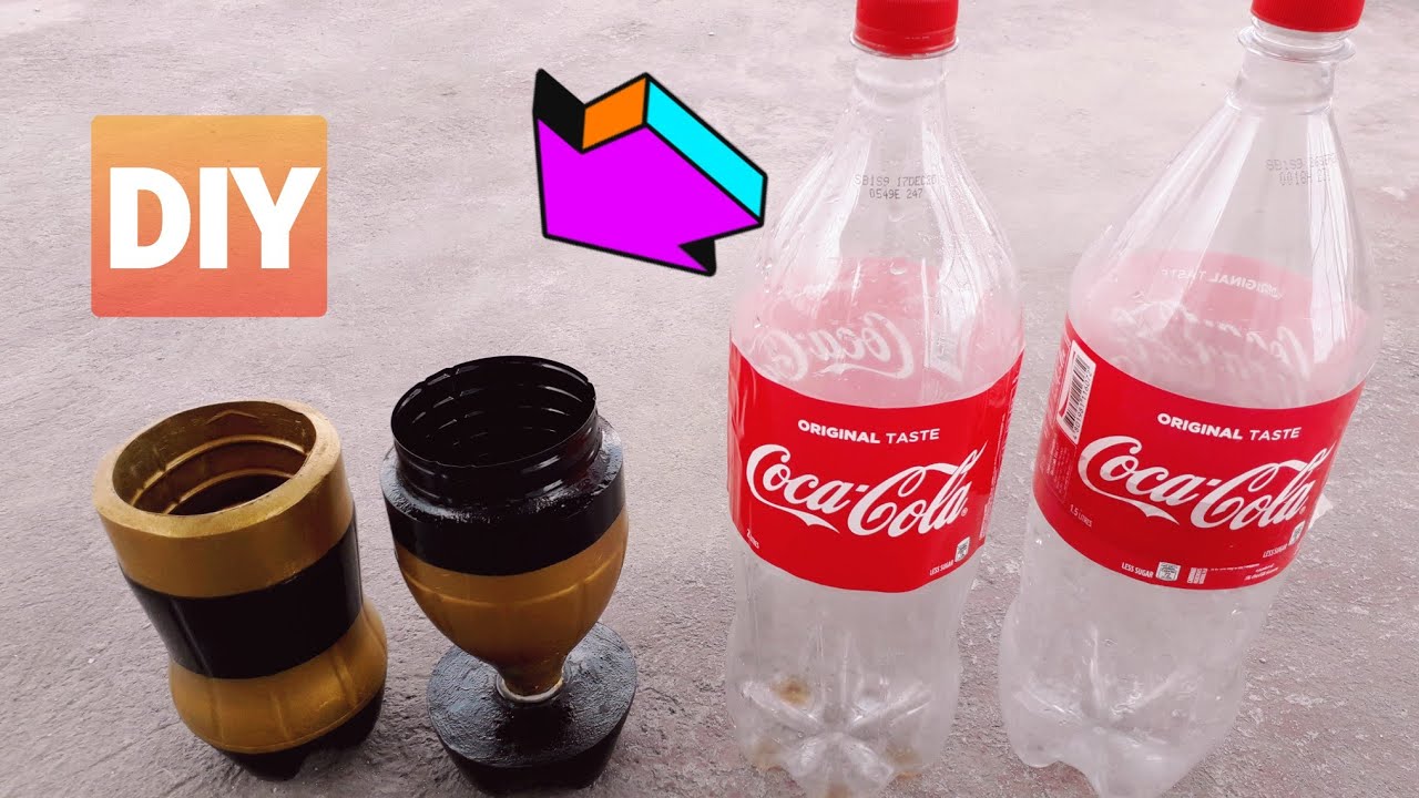 Simple & Easy indoor and Outdoor homemade cement vase, using plastic bottles.how to make...