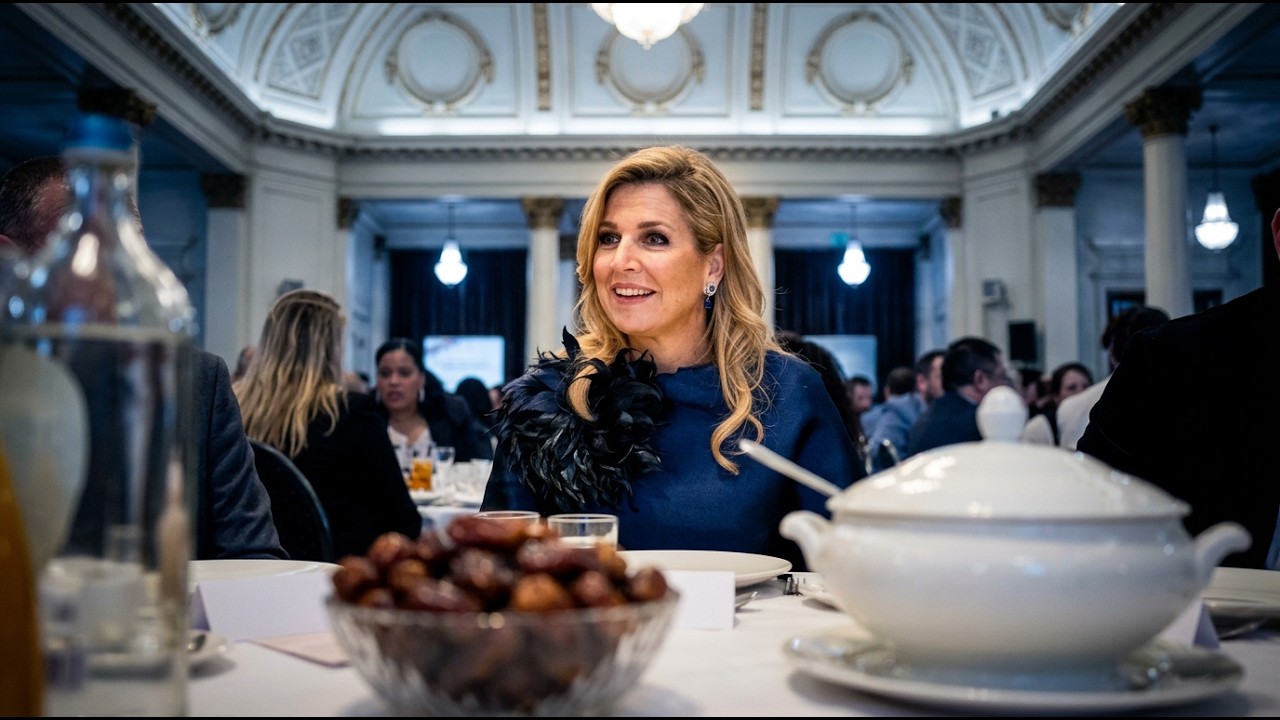 Máxima dineert mee tijdens iftar-maaltijd in Kurhaus